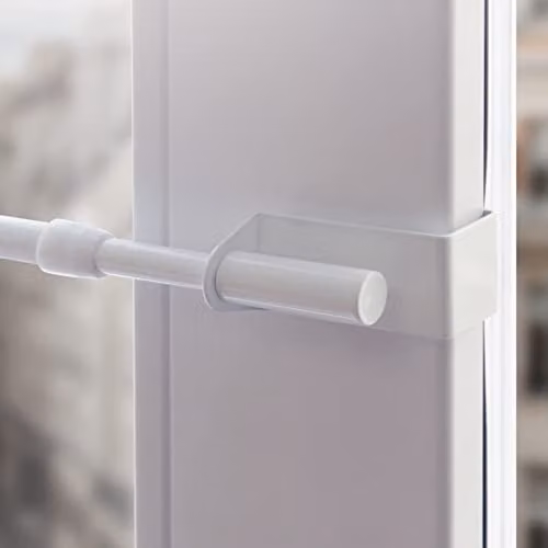Barra de sujeción de tensión Bestlivings en color blanco y plata para cortinas enrollables de metal