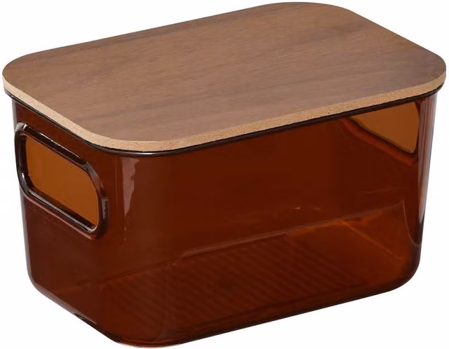 Caja de almacenamiento con tapa Lycia de 0,8 l de 5five en color marrón y rosa