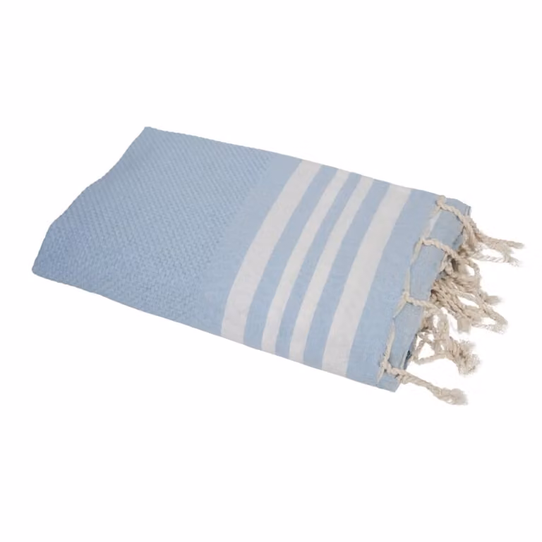 Fouta de algodón Febronie con diseño de panel de abeja en azul celeste, An/P/Al: 100 x 200 cm
