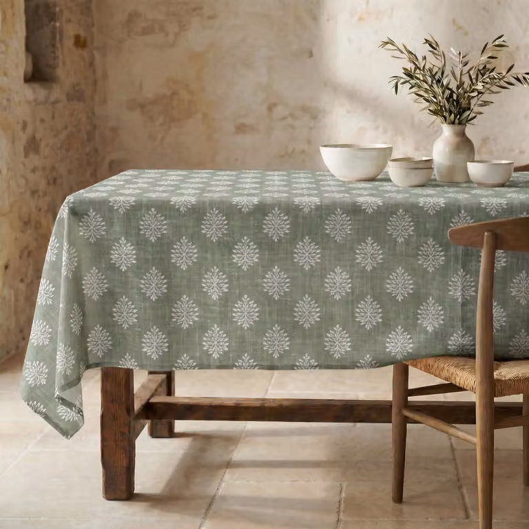 Mantel antimanchas Muare Home de algodón 100% color verde, rectangular, An x P: 250 x 155 cm