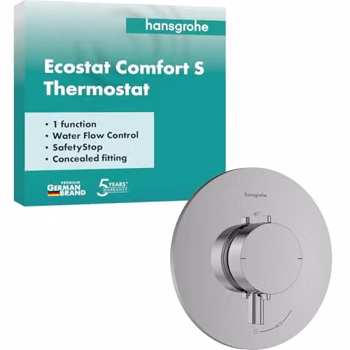 Termostato de ducha empotrado Hansgrohe Ecostat Comfort S en cromo con SafetyStop y ahorro de agua
