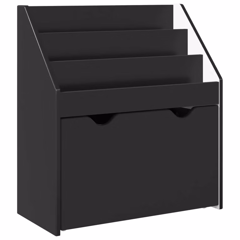 Estantería para niños vidaXL con cajón en color negro, An: 60 cm, P: 29,5 cm, Al: 69 cm