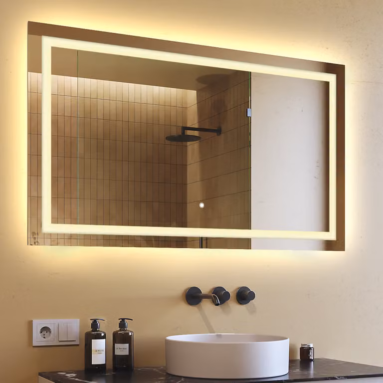 Espejo de baño Artforma modelo L15 con iluminación LED y conmutador táctil, rectangular, An/Al: 120 x 70 cm