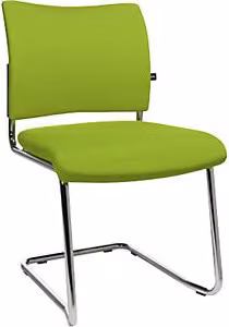 Silla de visitas apilable y oscilante Topstar en color verde con respaldo de tela y estructura de metal y plástico