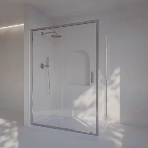 Mampara angular de cristal Soulbath con acabado Easy Clean y perfilería en cromo, An/P/Al: 167,5 x 75 x 200 cm