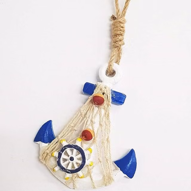 Perchero de pared Trade Shop Traesio de cerámica con diseño náutico shabby chic en azul y blanco
