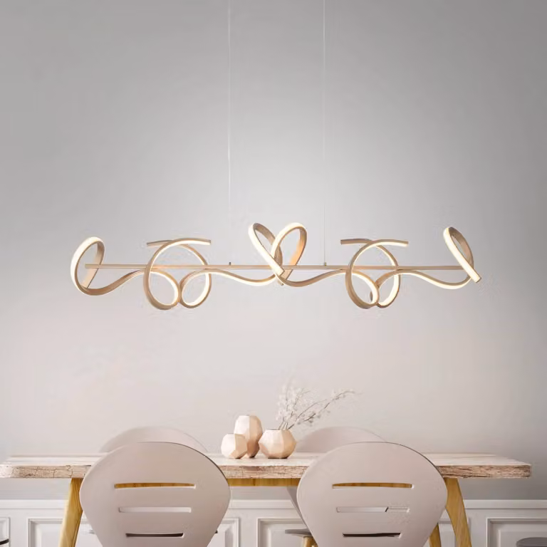 Lámpara colgante LED Curls de JUST LIGHT. GmbH en color bronce y latón viejo, diseño moderno y orgánico para salón o comedor