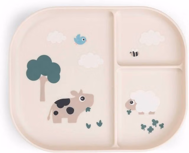 Plato con compartimentos Dony de Done by Deer, color beige, libre de BPA y fabricado en polipropileno, An/P/Al: 22 x 18 x 2,2 cm