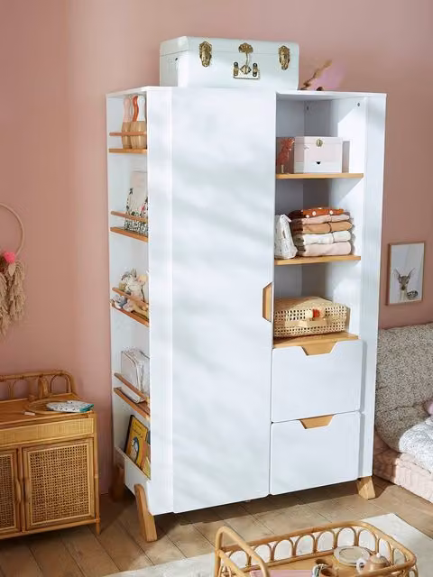 Armario infantil Pirouette de Vertbaudet en blanco y multicolor con cajones y estantes