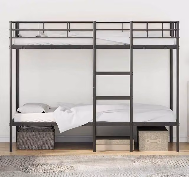 Litera de dos niveles SYFAX en metal negro para adultos, An/P/Al: 90 x 200 x 150 cm