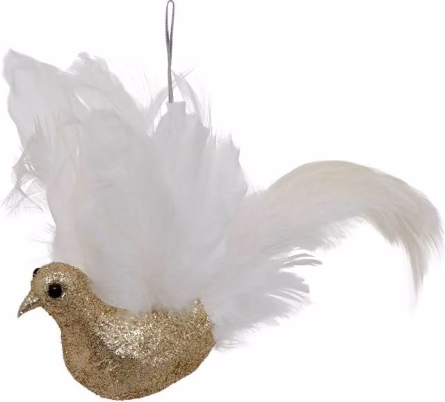 Figura de pájaro colgante dorada Feeric Lights para decoración navideña de 25 cm