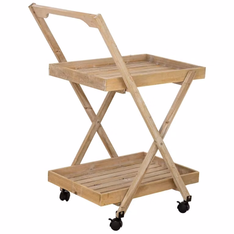 Carro expositor de madera Wanderlust deco color marrón estilo escandinavo An/P/Al: 118,5 x 17 x 51,5 cm