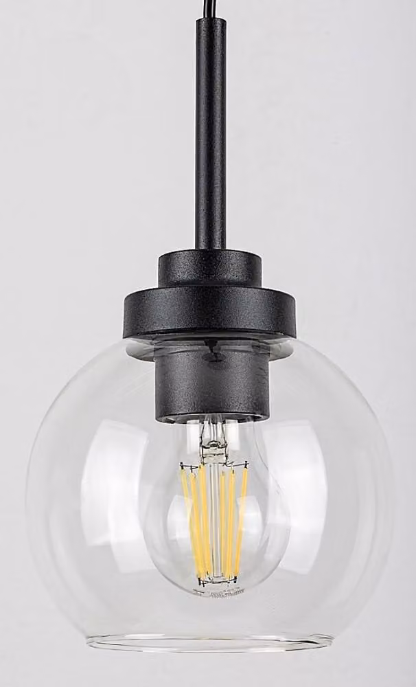Lámpara de techo Rabalux esférica en color negro y cristal transparente con casquillo E27, Diámetro: 15 cm