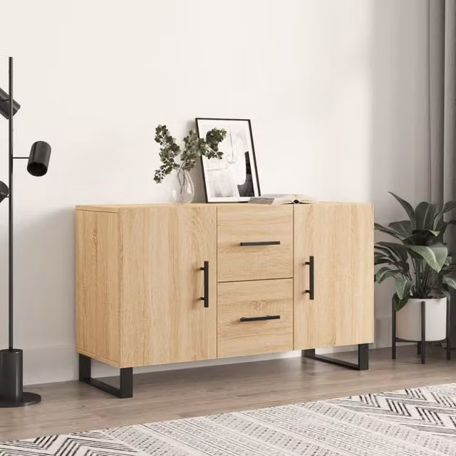 Aparador moderno VIDAXL de madera y metal en color roble, An/P/Al: 100 x 36 x 60 cm