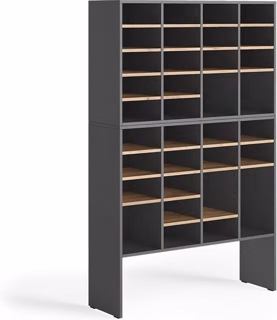 Vicco conjunto de armarios para zapatos Lysander con asiento integrado, color antracita y roble, An: 104.2 cm, P: 32.1 cm, Al: 65.5 cm