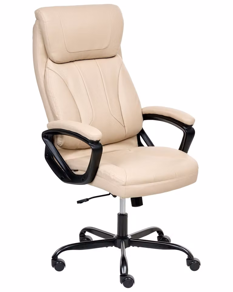 Silla ejecutiva moderna Beliani en piel sintética beige para oficina en casa