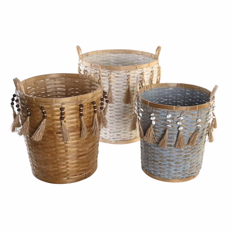 Conjunto de 3 cestas apilables de bambú multicolor NIYLO An/P/Al: 49 x 45 x 54 cm