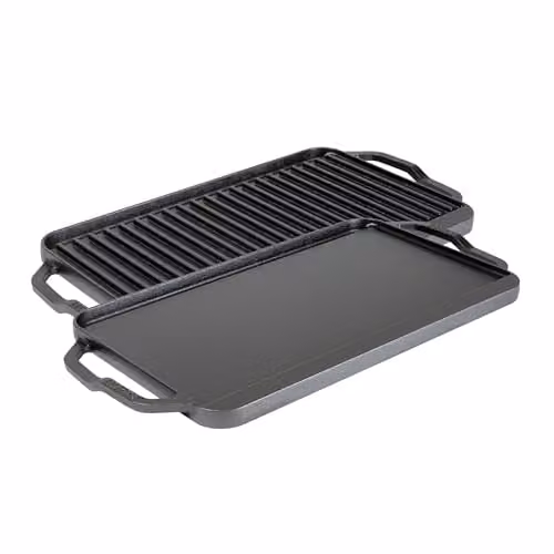 Plancha y grill reversible Lodge Chef Collection de hierro fundido en color negro An/P: 25,4 x 25,4 cm