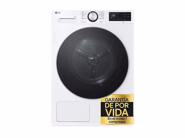 Secadora con bomba de calor LG RHX5009TLC de 9 kg, tecnología AI Dual Inverter, control por App y WiFi, color blanco
