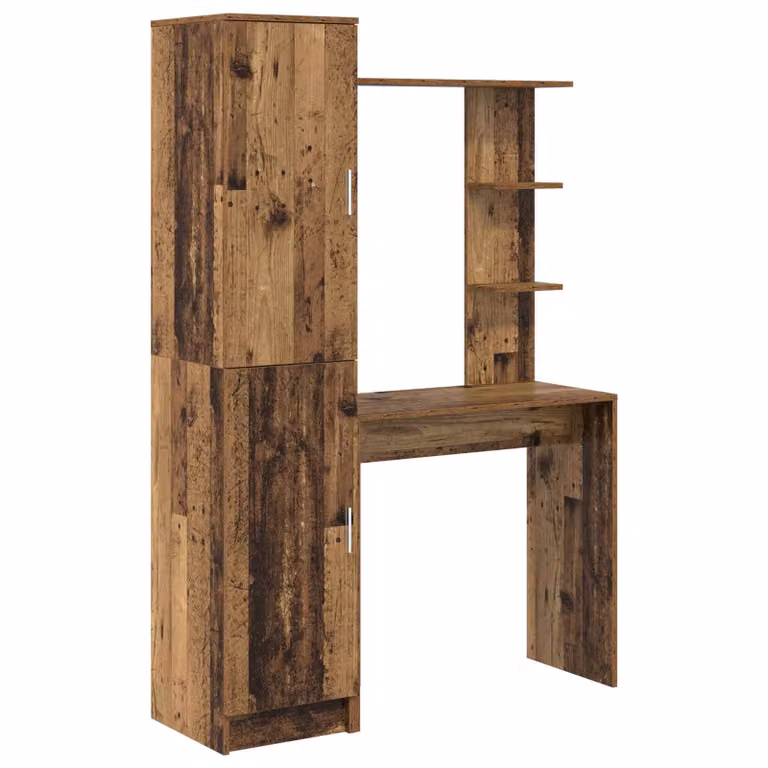 Set de 2 escritorios modernos vidaXL con estante de almacenamiento en madera color marrón para oficina en casa An/P/Al: 113,5 x 39,0 x 168,0 cm