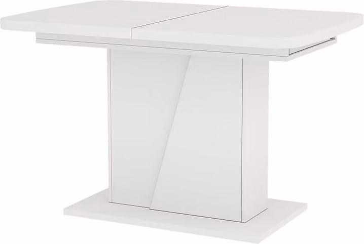 Mesa de comedor extensible Vicco Fenaro blanca de diseño moderno con columna central An/P: 120-160 x 80 cm