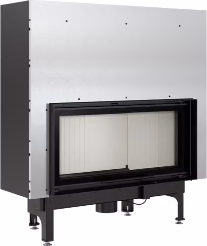 Chimenea de leña Kratki Nadia de acero con puerta elevable de 14 kW y Ø 200 mm en color negro