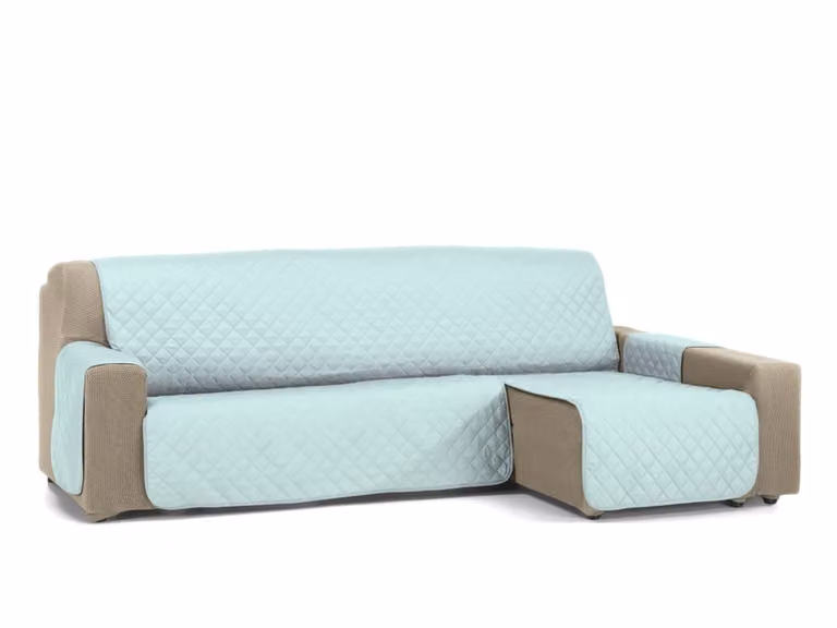 Funda protectora para sofá chaise longue Nina de S&T Sofa Covers en color aguamarina, 200 cm