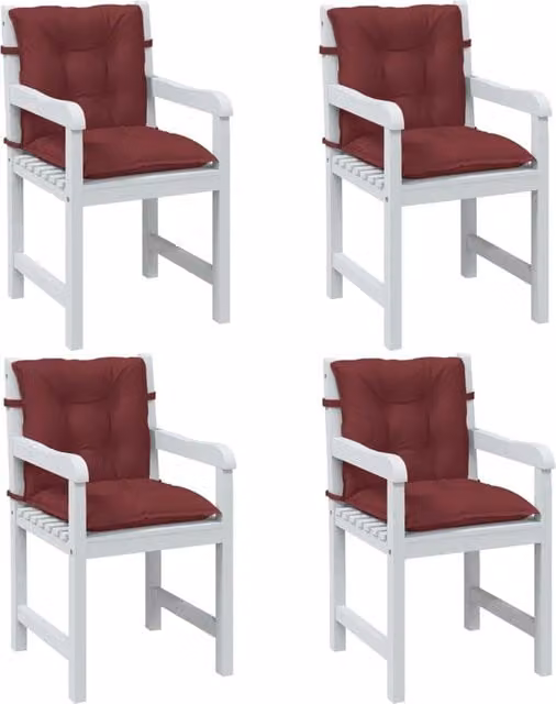 Set de 4 cojines para silla de respaldo bajo vidaXL en color rojo y tejido de poliéster resistente a los rayos UV