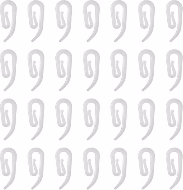 Set de 100 ganchos de plástico XISRENS para rieles de cortinas en color blanco o transparente