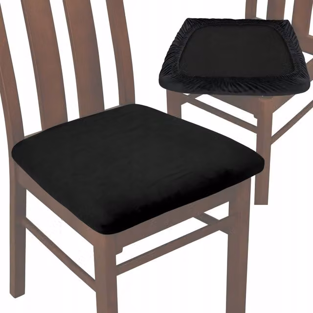 Funda de asiento para silla Tess de terciopelo negro con banda elástica