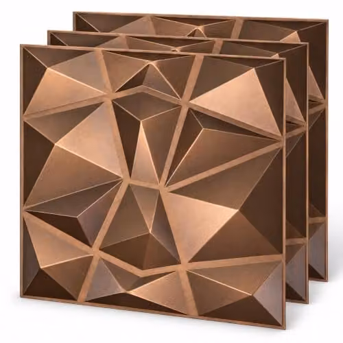 Pack de 12 paneles de pared 3D Eurodeco de PVC en color bronce y rojo, An/An/Al: 50 x 50 x 0,3 cm