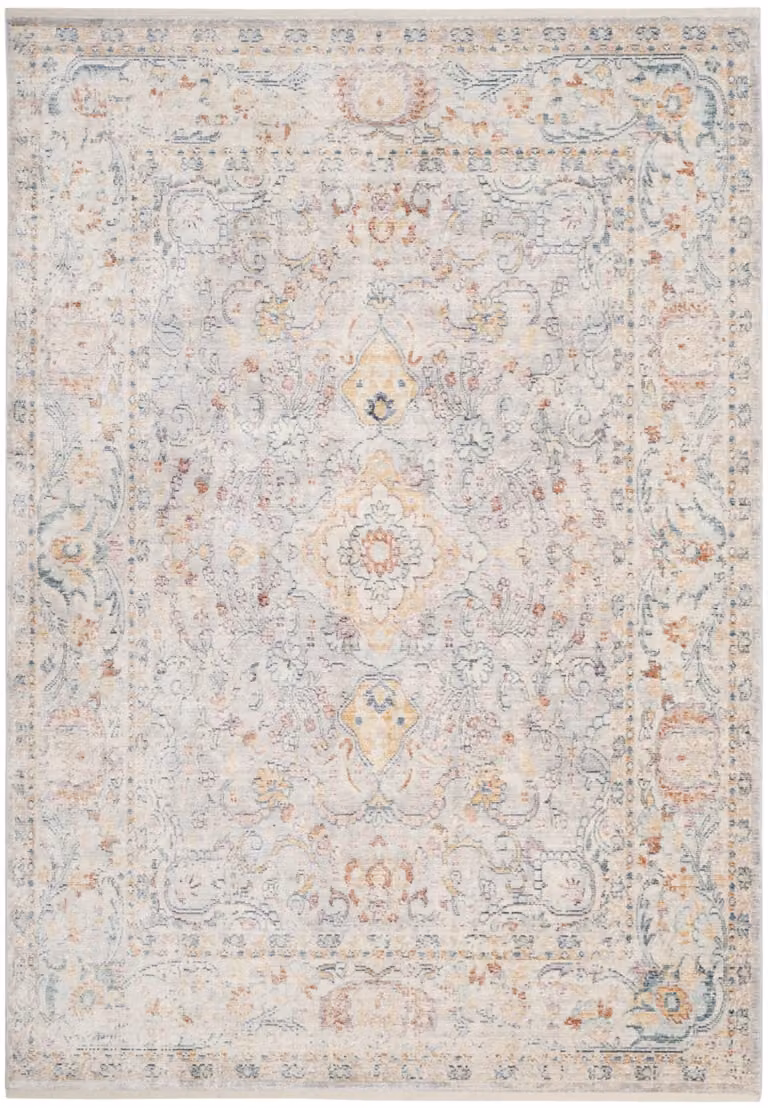 Alfombra clásica Safavieh de viscosa y bambú, diseño oriental rectangular, gris y beige, An/P: 122 x 183 cm