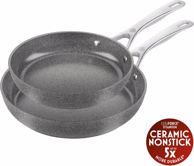 Set de 2 sartenes Ballarini de aluminio con revestimiento antiadherente de cerámica en color gris