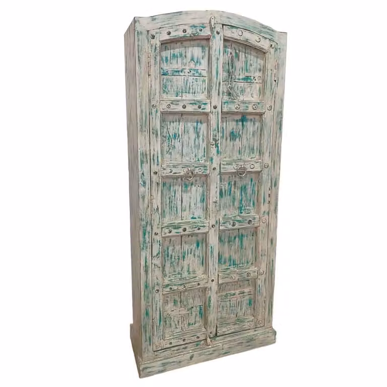 Armario de madera recuperada Wanderlust deco azul de estilo rústico An/P/Al: 93 x 42 x 207 cm