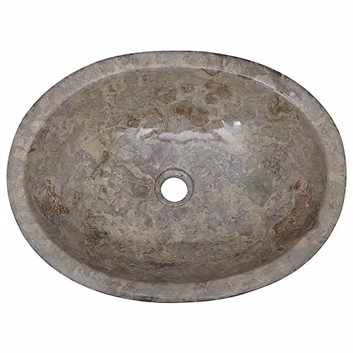 Lavabo de sobre encimera Helloshop26 de piedra natural color gris An/P/Al: 53 x 40 x 15 cm