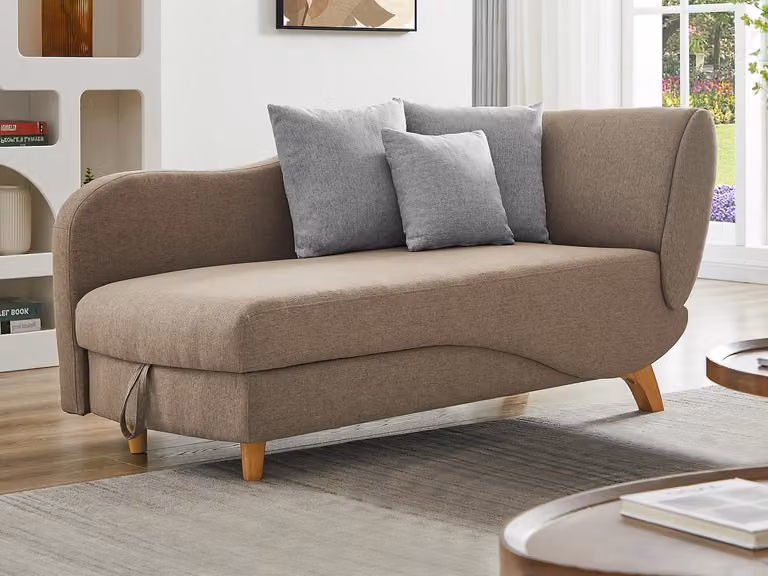 Diván convertible en ángulo con arcón Penelope de color marrón y estructura de madera de VENTE-UNIQUE
