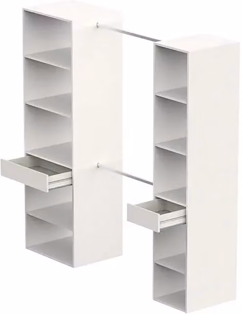 Armario para ropa Cloe de Muebles Pitarch en color blanco con cajones integrados y estantes, An/P/Al: 200 x 50 x 200 cm