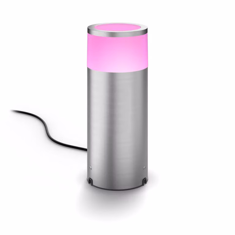 Philips Hue White & Color Ambiance Calla Bolardo LED para Exteriores en Acero Inoxidable Plateado y Multicolor