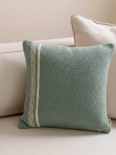 Cojín Mare de Kenay Home, cuadrado de algodón con funda lavable en azul, blanco y verde, 45 x 45 cm