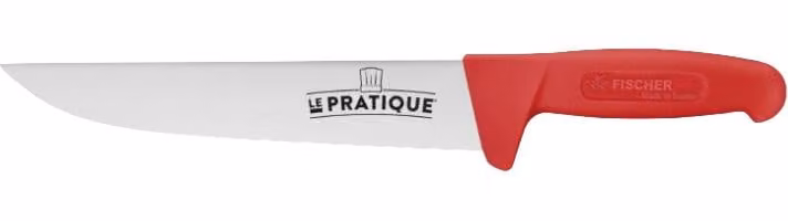 Cuchillo de carnicero Le Pratique con mango ergonómico de plástico rojo de 20 cm