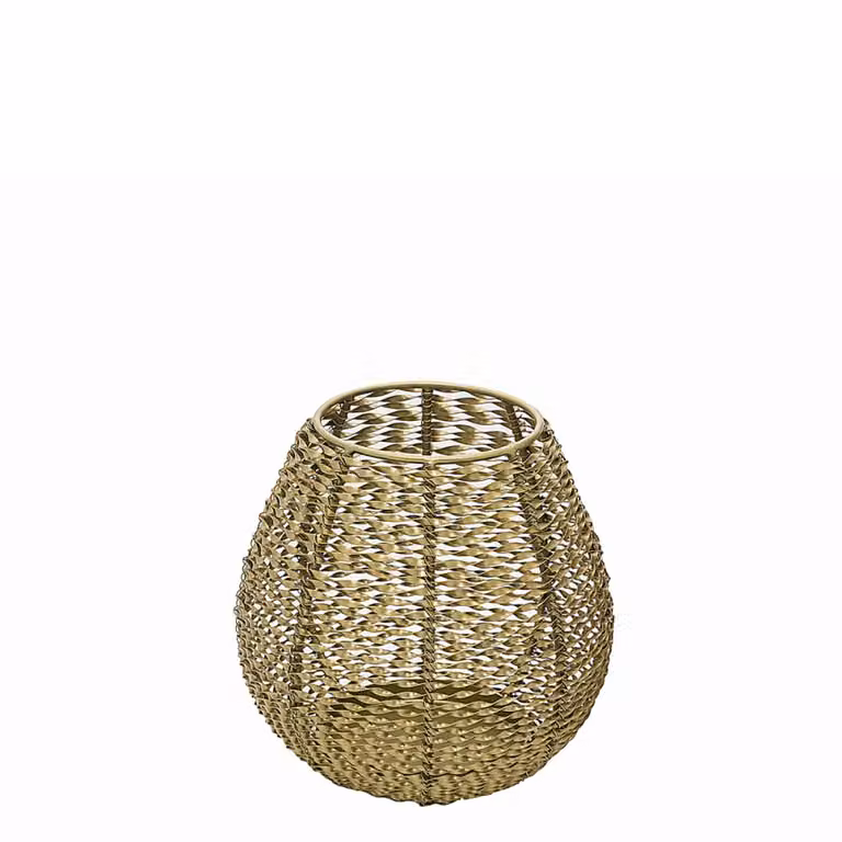 Portavelas decorativo moderno Sia Deco de hierro en color dorado, Altura: 15 cm