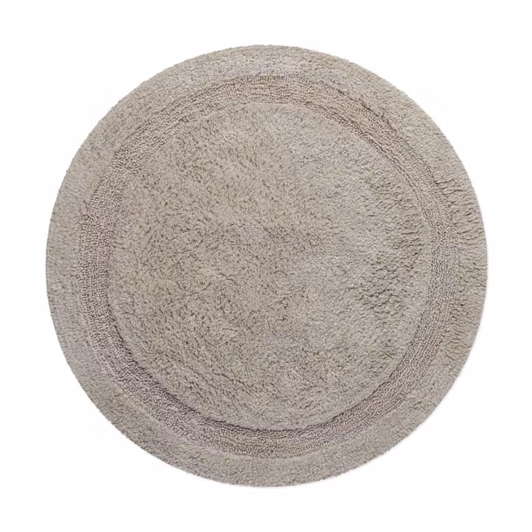 Alfombra de baño redonda Wecon Home de algodón color beige, Diámetro: 80 cm