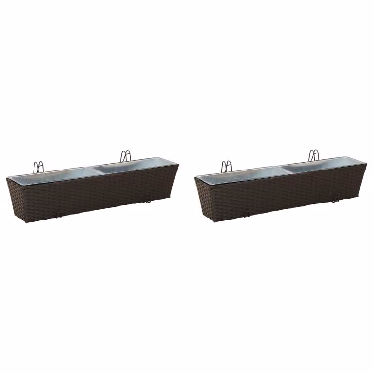 Juego de 2 jardineras de ventana vidaXL en metal negro, An/P/Al: 80 x 17 x 17 cm