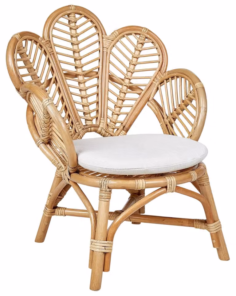 Silla pavo real Beliani Florentine II para niños en ratán natural color beige y marrón con altura de 70 cm