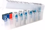 Caja de almacenamiento de baterías Ansmann con tapa, color transparente y material plástico resistente