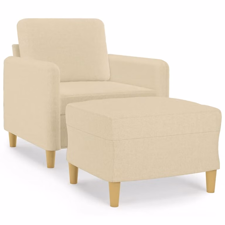 Sillón relax con taburete vidaXL en tela color beige para salón
