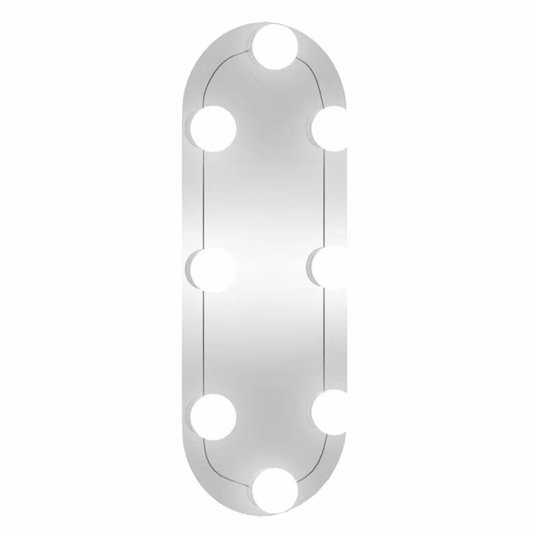 Espejo de pared ovalado con luces LED vidaXL en color plata, An/Al: 15 x 40 cm