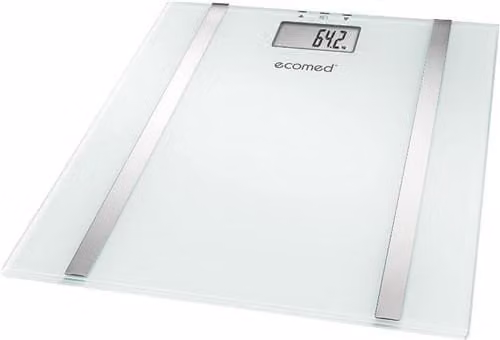 Báscula digital de baño Medisana con Bluetooth, acero inoxidable y cristal, medición de grasa corporal, masa muscular, masa ósea e IMC, capacidad de 150 kg