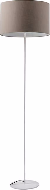 Lámpara de pie Vivien de Rossini en color blanco con pantalla cilíndrica gris, compatible con bombilla E27 de hasta 75 W, Altura: 48 cm