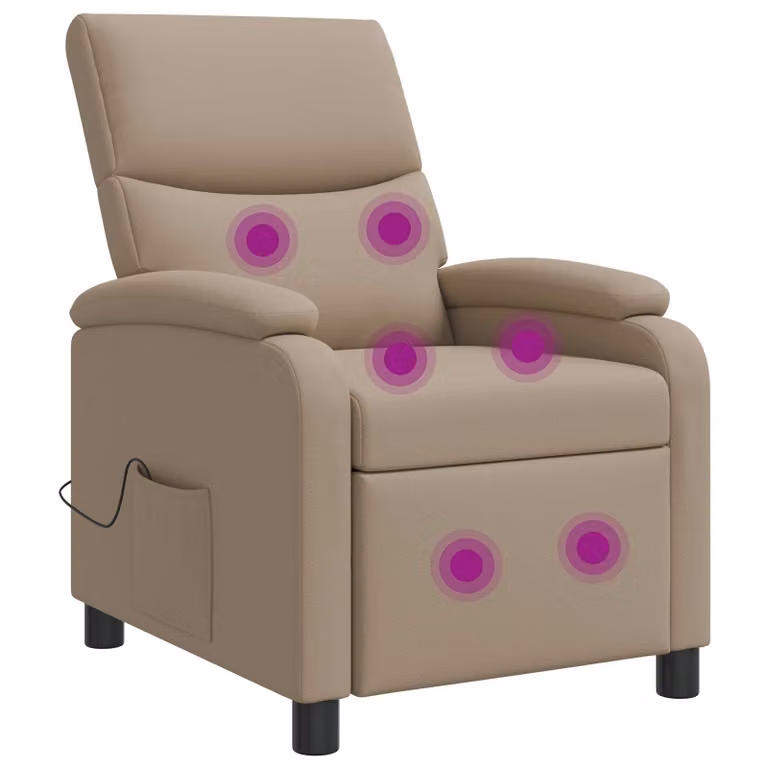 Silla de masajes reclinable vidaXL en color capuchino con tapizado de cuero sintético